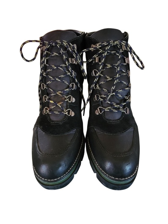 Bernardo Shoes - Bernardo Sawyer Midnight Women's 9.5M Black Leather Suede Lace Up Lug Sole Boots
